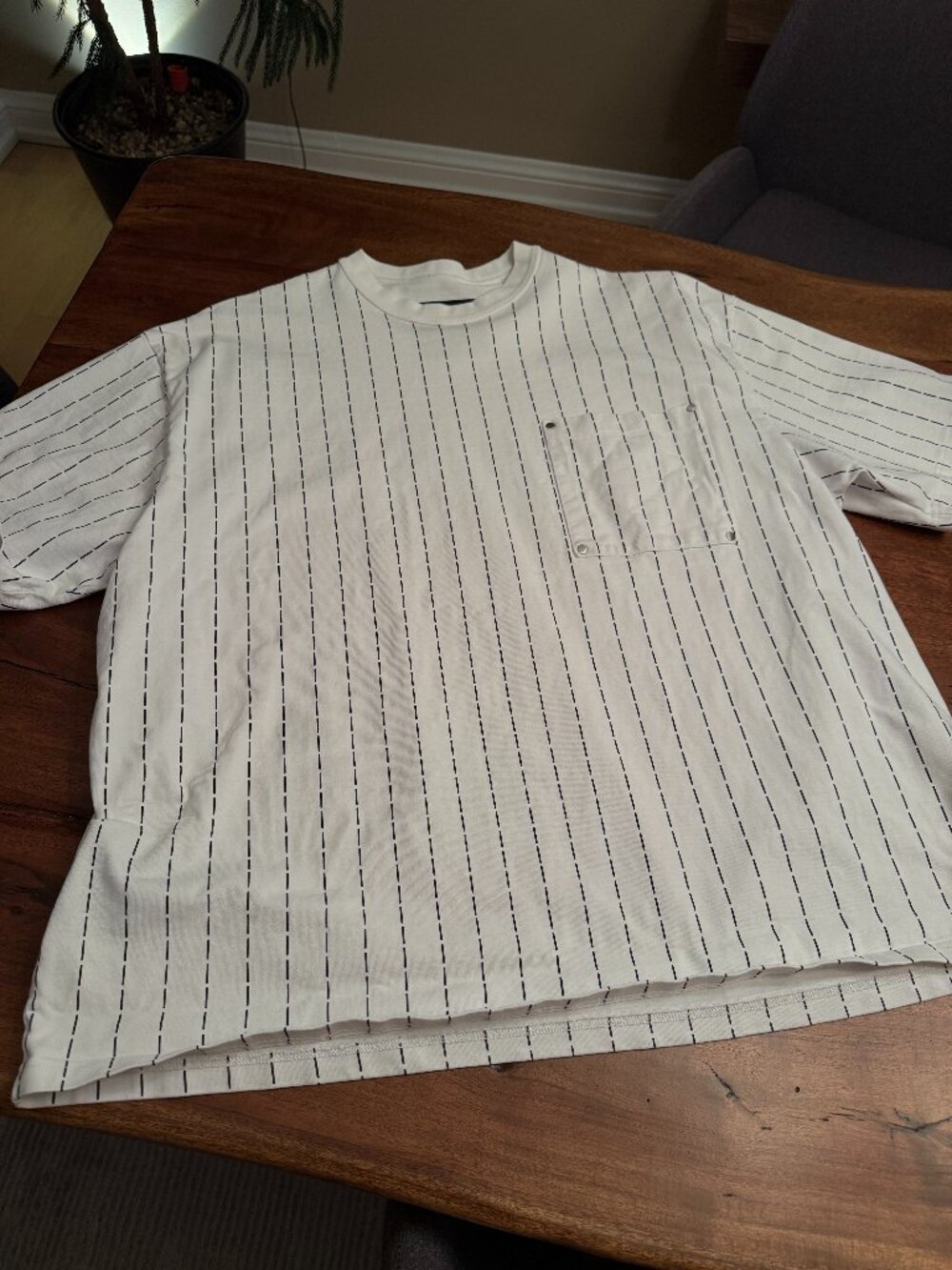 Purple Brand White T-Shirt with Black Stripes - XXL